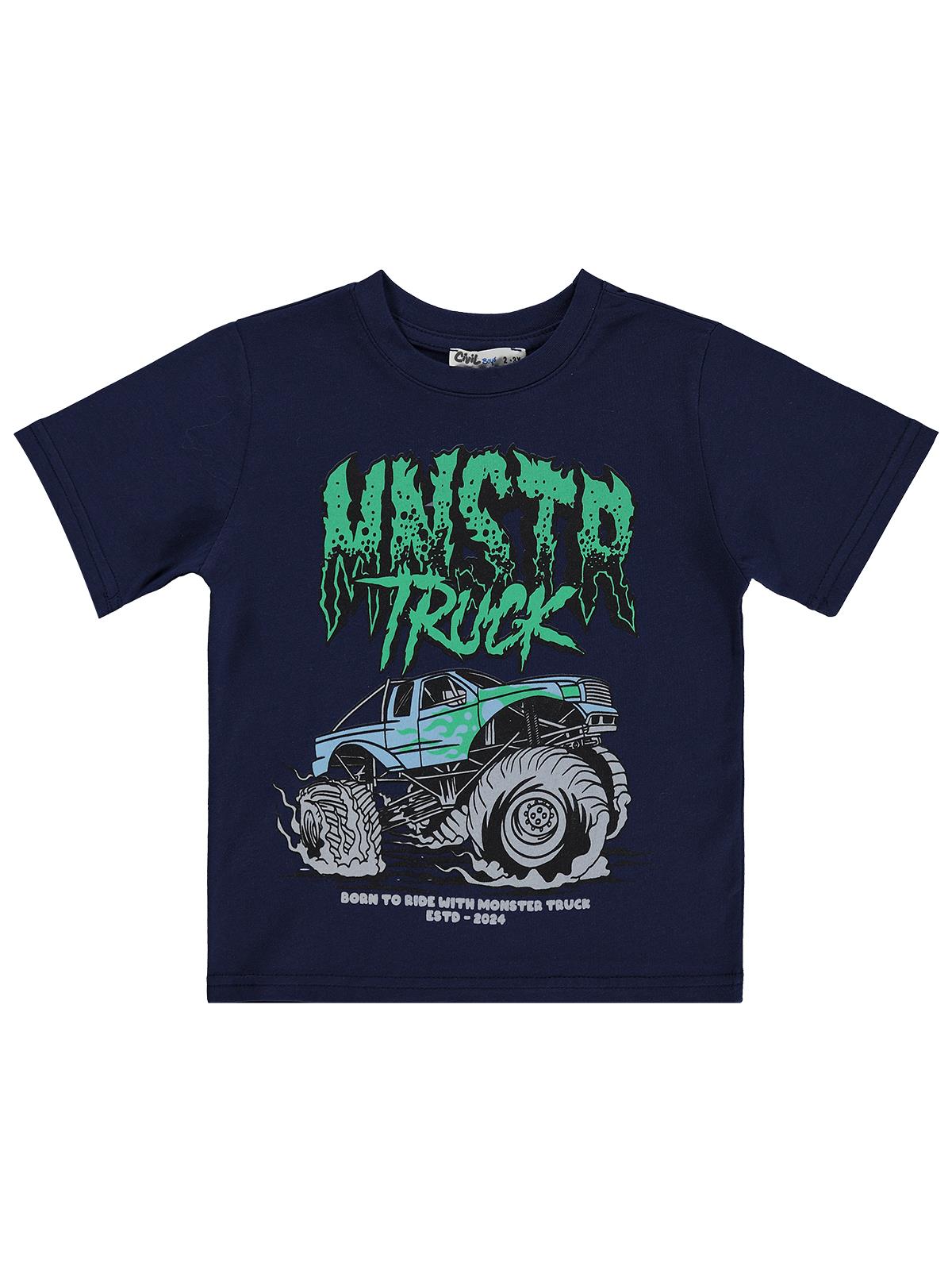 Civil Boys Mnstr Truck Baskılı 2-5 Yaş Tişört - Ekru