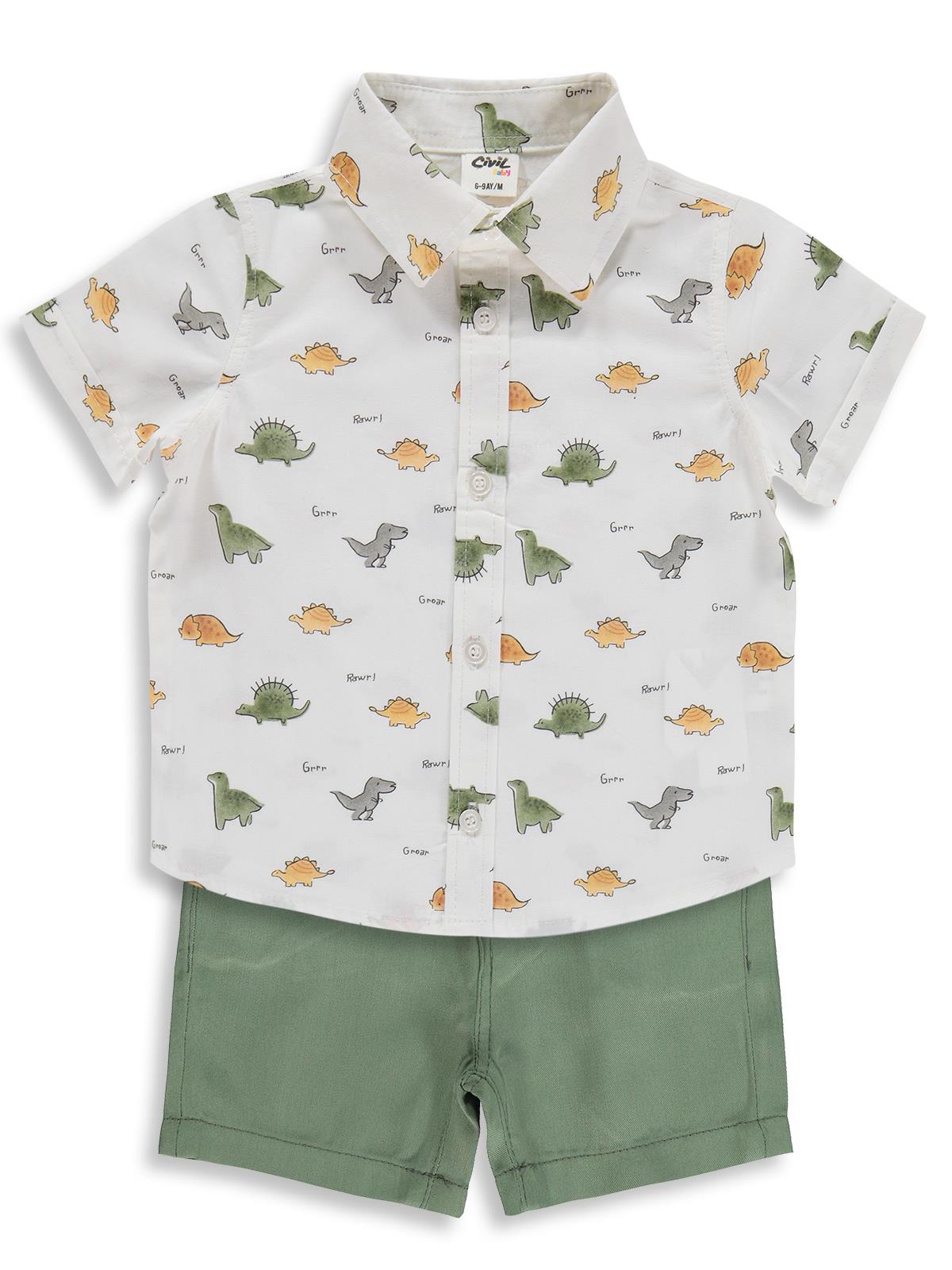 Civil Baby Dinozor Baskılı 6-18 Ay Takım - Haki