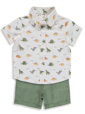 Civil Baby Dinozor Baskılı 6-18 Ay Takım - Haki