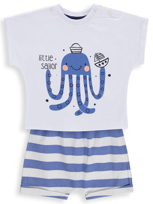 Civil Baby Ahtapot Baskılı 6-18 Ay Takım - Beyaz