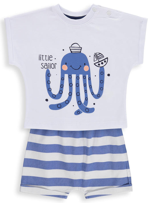 Civil Baby Ahtapot Baskılı 6-18 Ay Takım - Beyaz