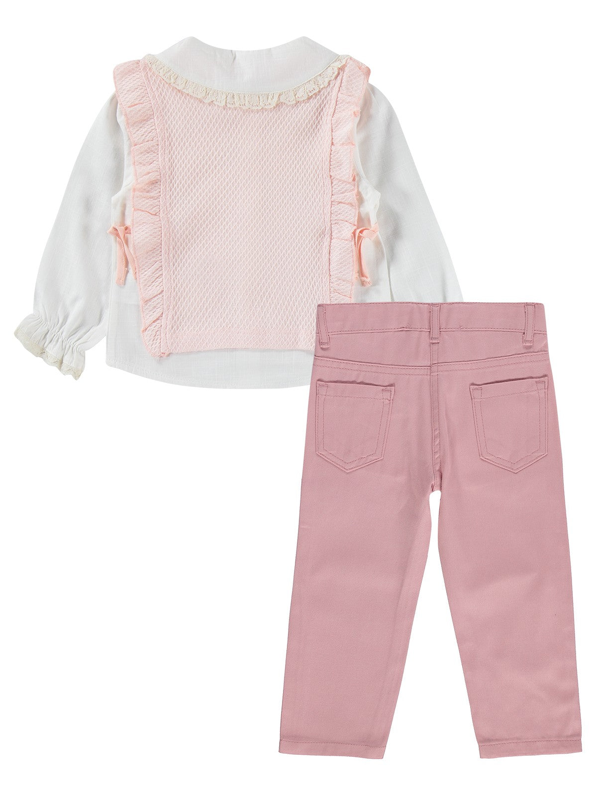 Civil Girls Renkli Çiçek Nakışlı 2-5 Yaş Takım - Pembe