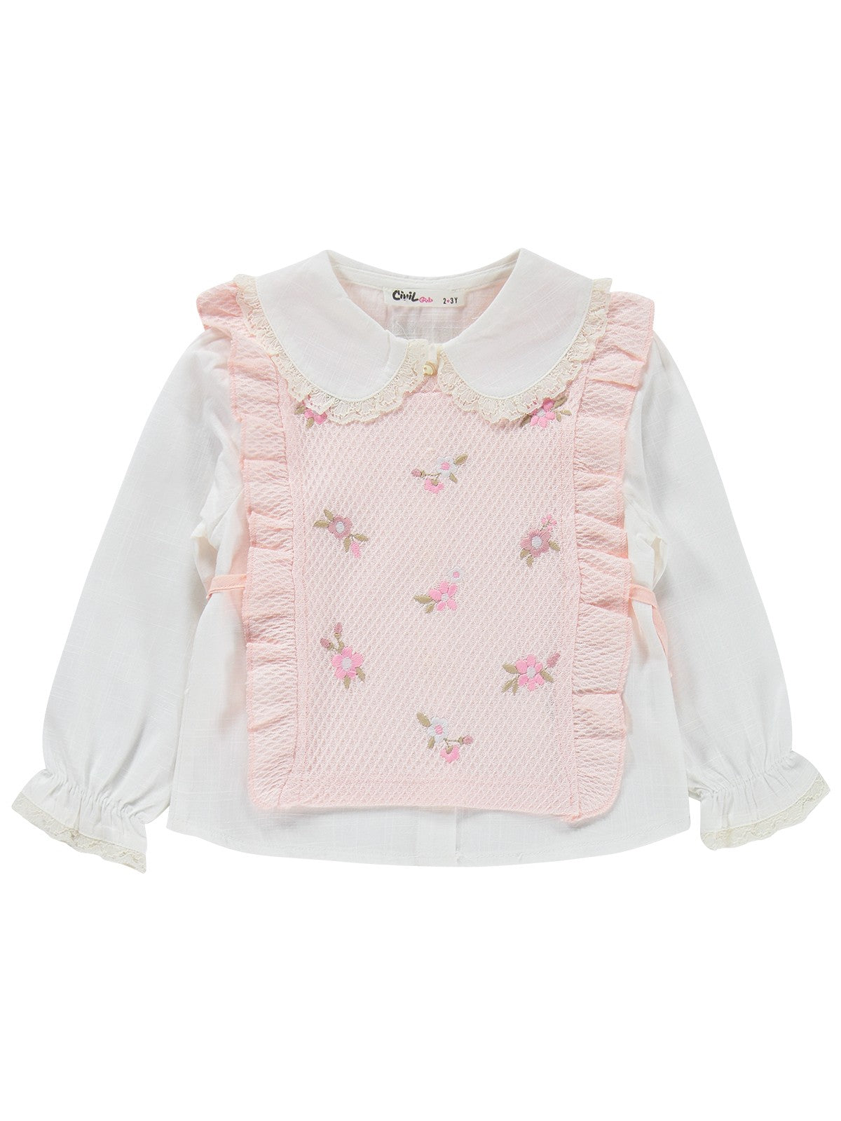 Civil Girls Renkli Çiçek Nakışlı 2-5 Yaş Takım - Pembe