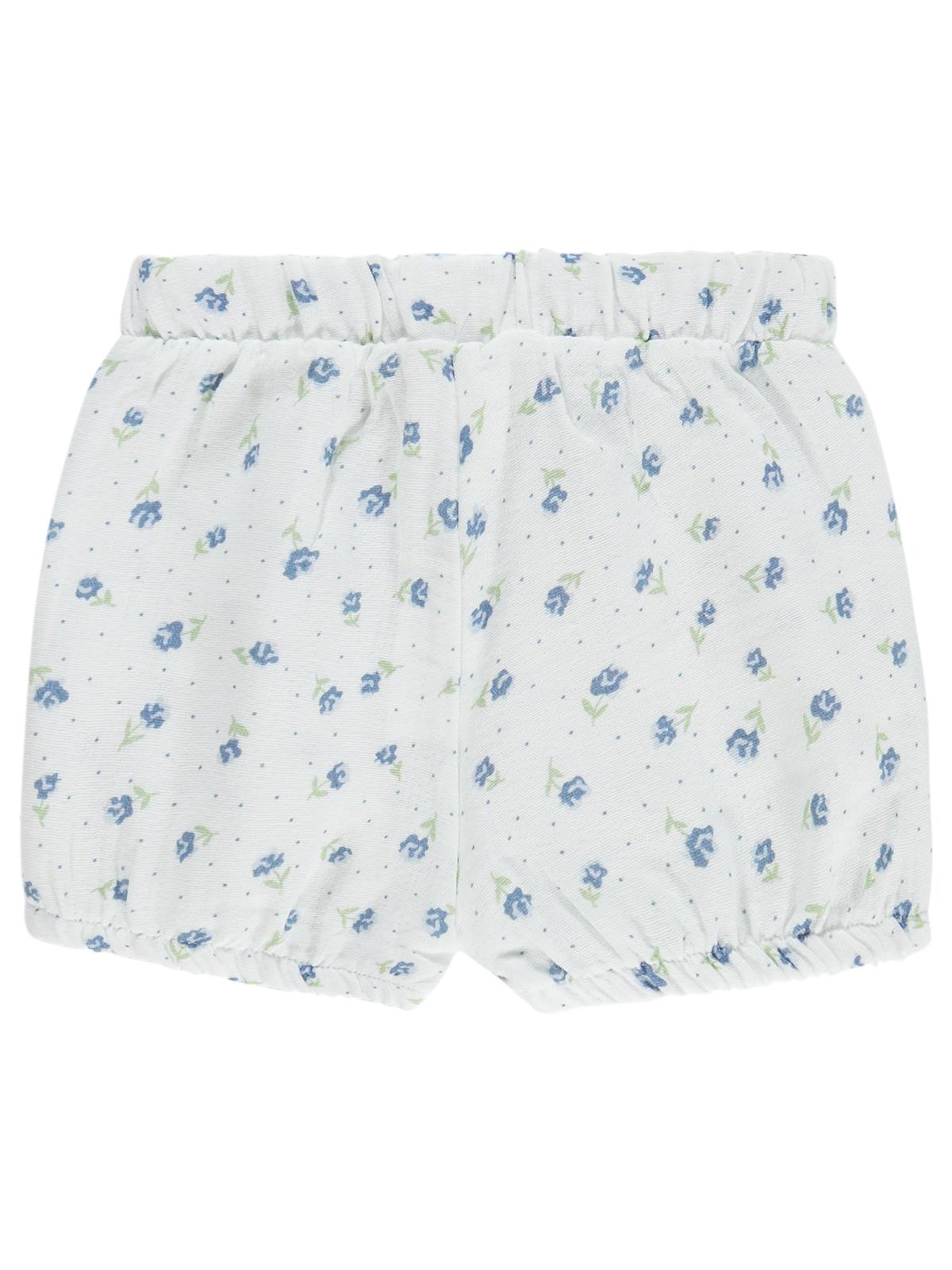 Civil Baby Paça Büzgülü Çiçek Empirme 6-18 Ay Şort - Beyaz