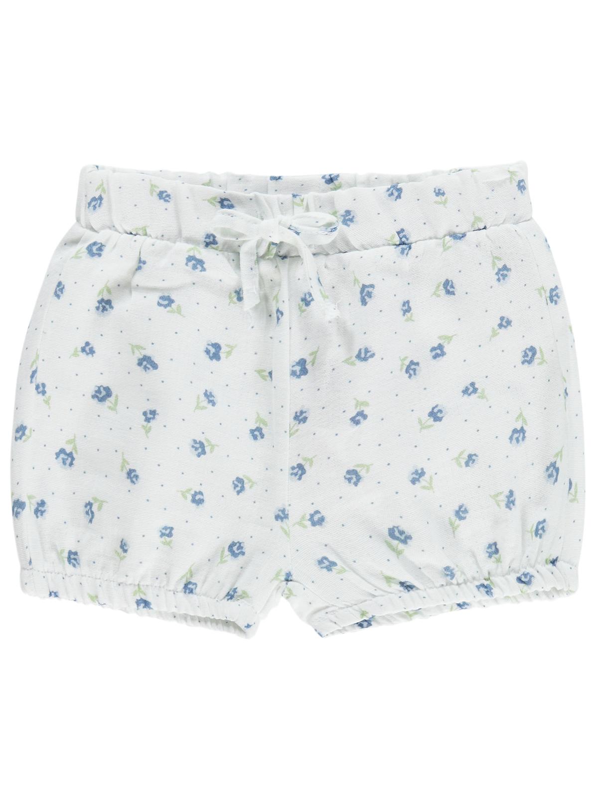 Civil Baby Paça Büzgülü Çiçek Empirme 6-18 Ay Şort - Beyaz