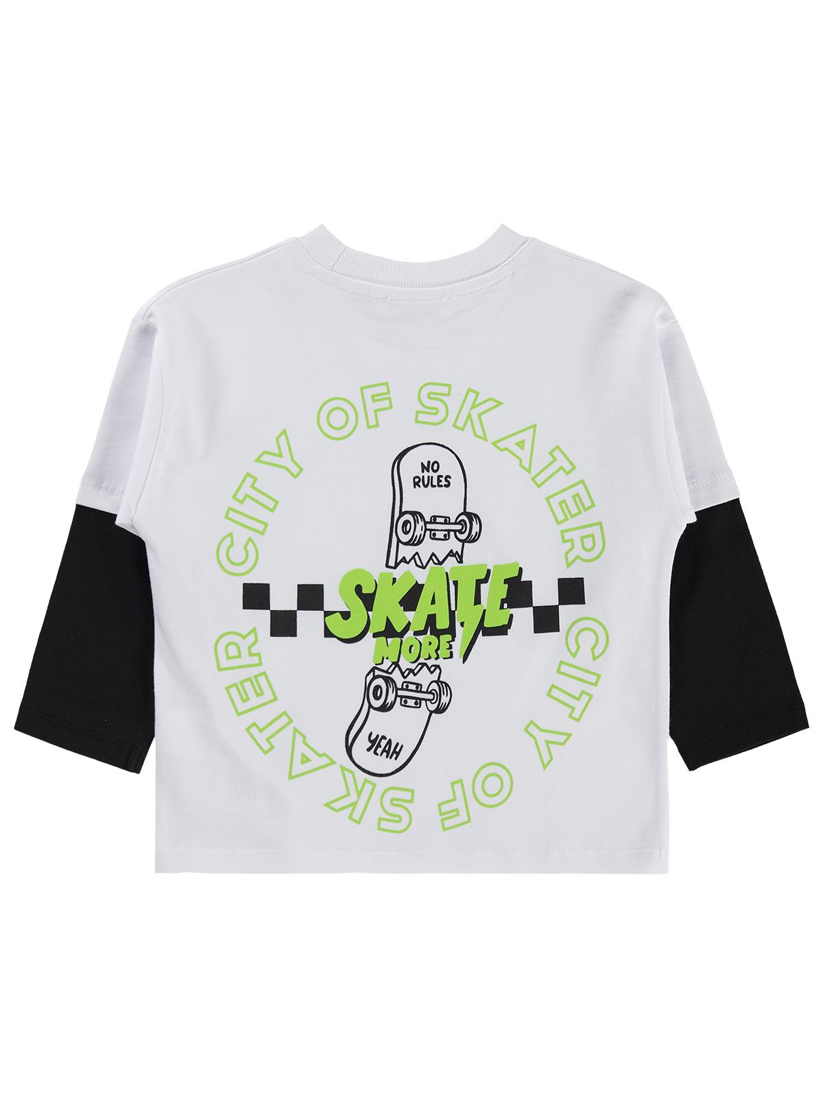 Civil Boys Skate Kay kay Baskılı 2-5 Yaş Sweatshirt - Beyaz