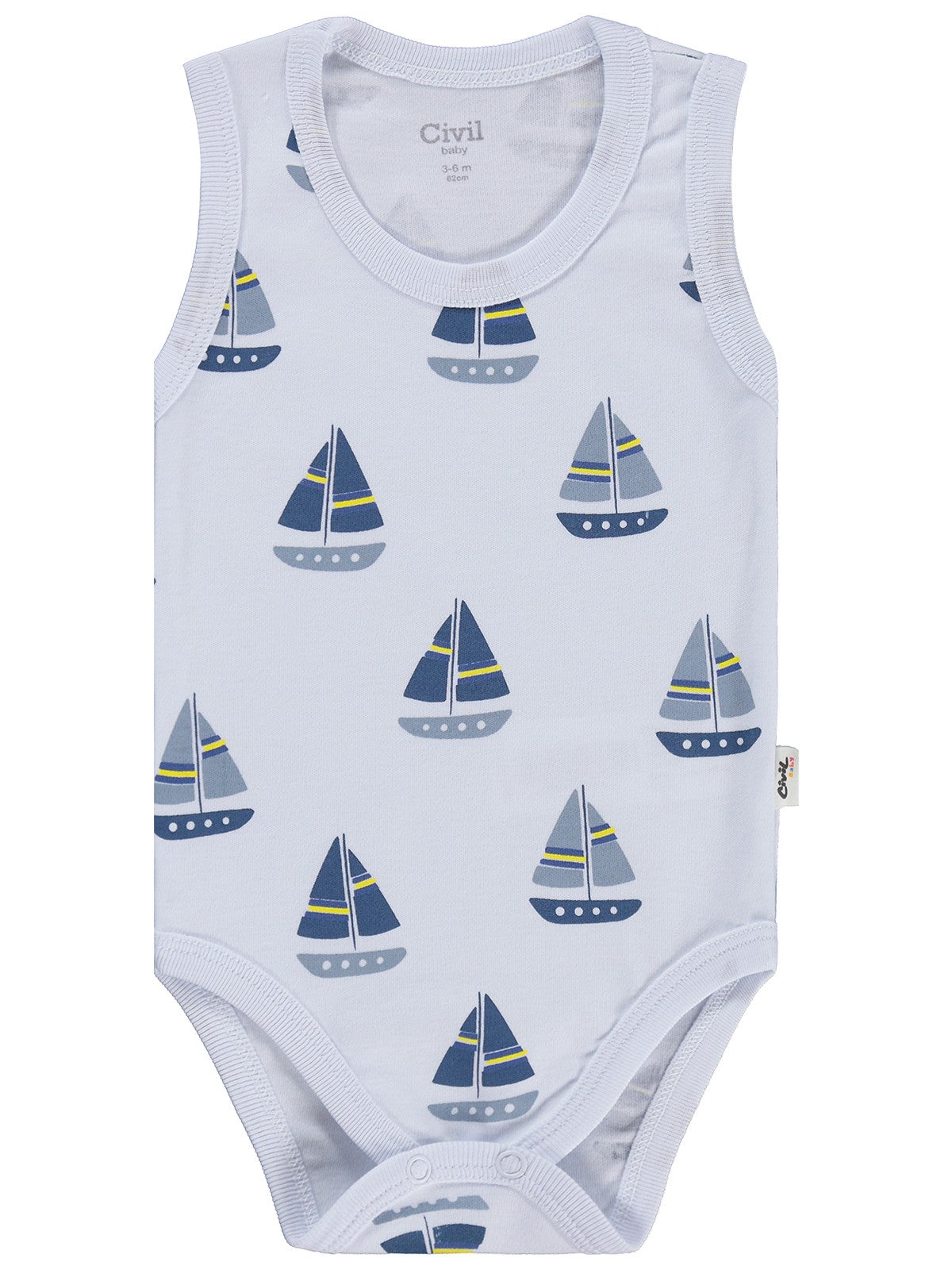 Civil Baby Yelkenli Empirme 3-36 Ay Çıtçıtlı Badi - Beyaz