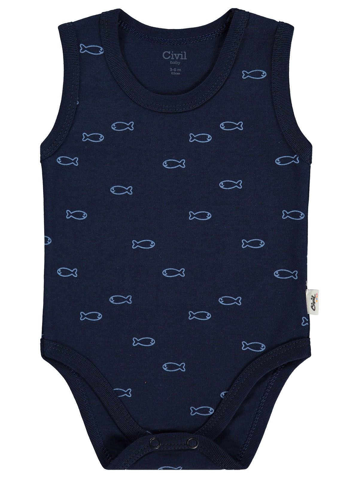 Civil Baby Balık Empirme 0-3 Yaş Çıtçıtlı Badi - Lacivert