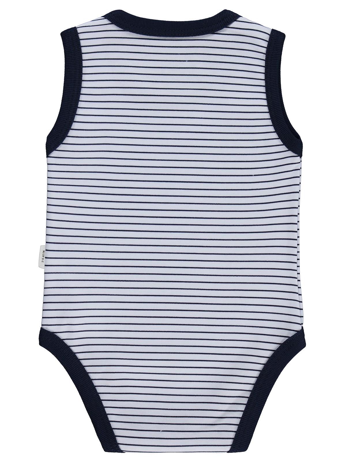 Civil Baby Çizgili 3-36 Ay Çıtçıtlı Badi - Lacivert