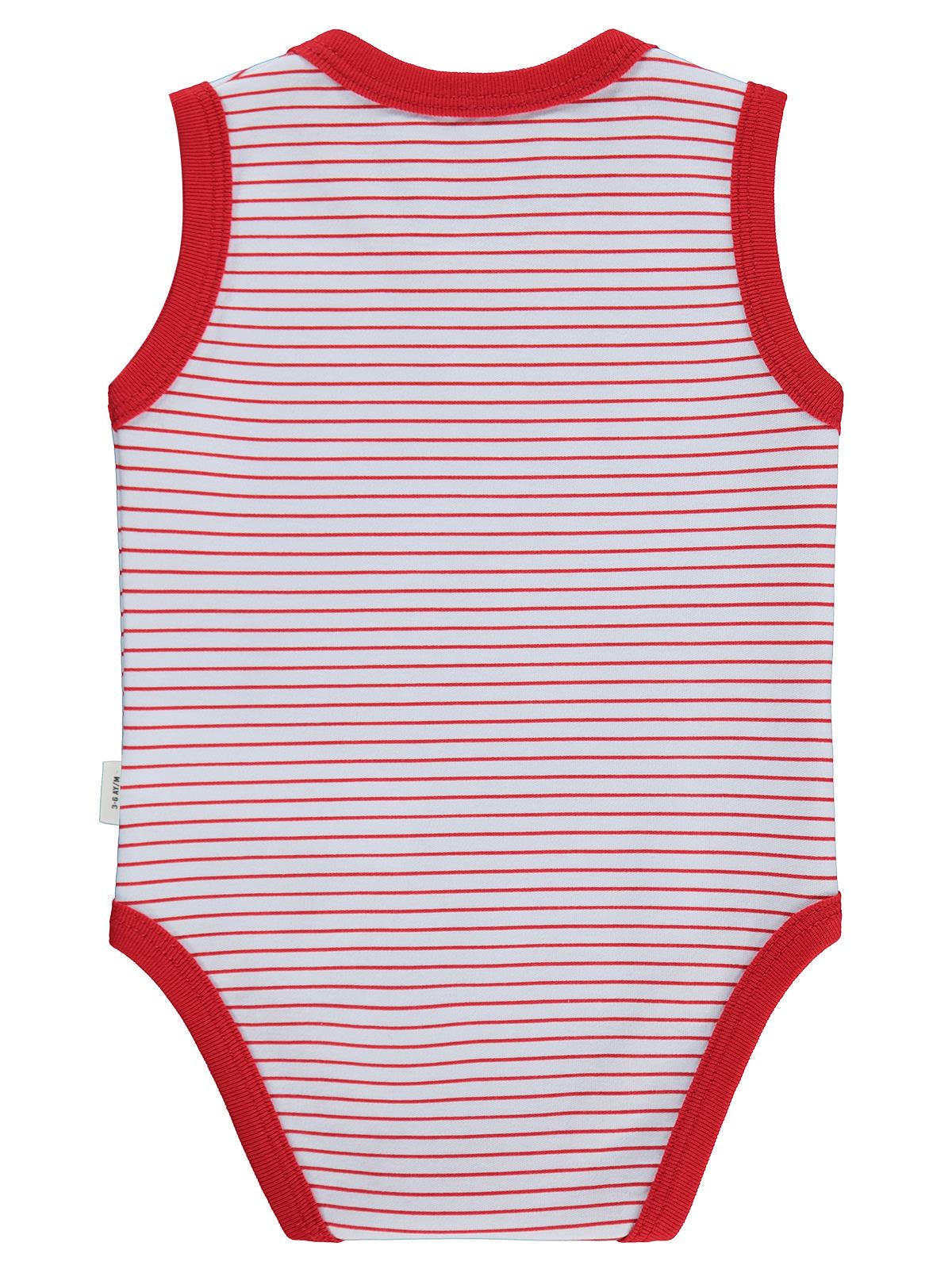 Civil Baby Çizgili 3-36 Ay Çıtçıtlı Badi - Kırmızı