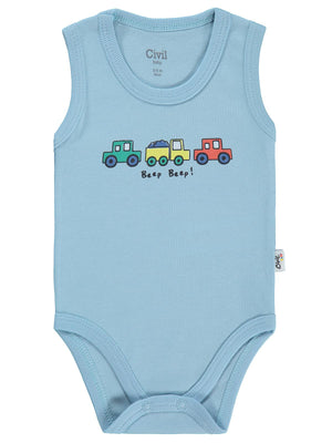 Civil Baby Araba Baskılı 3-36 Ay Çıtçıtlı Badi - Mavi