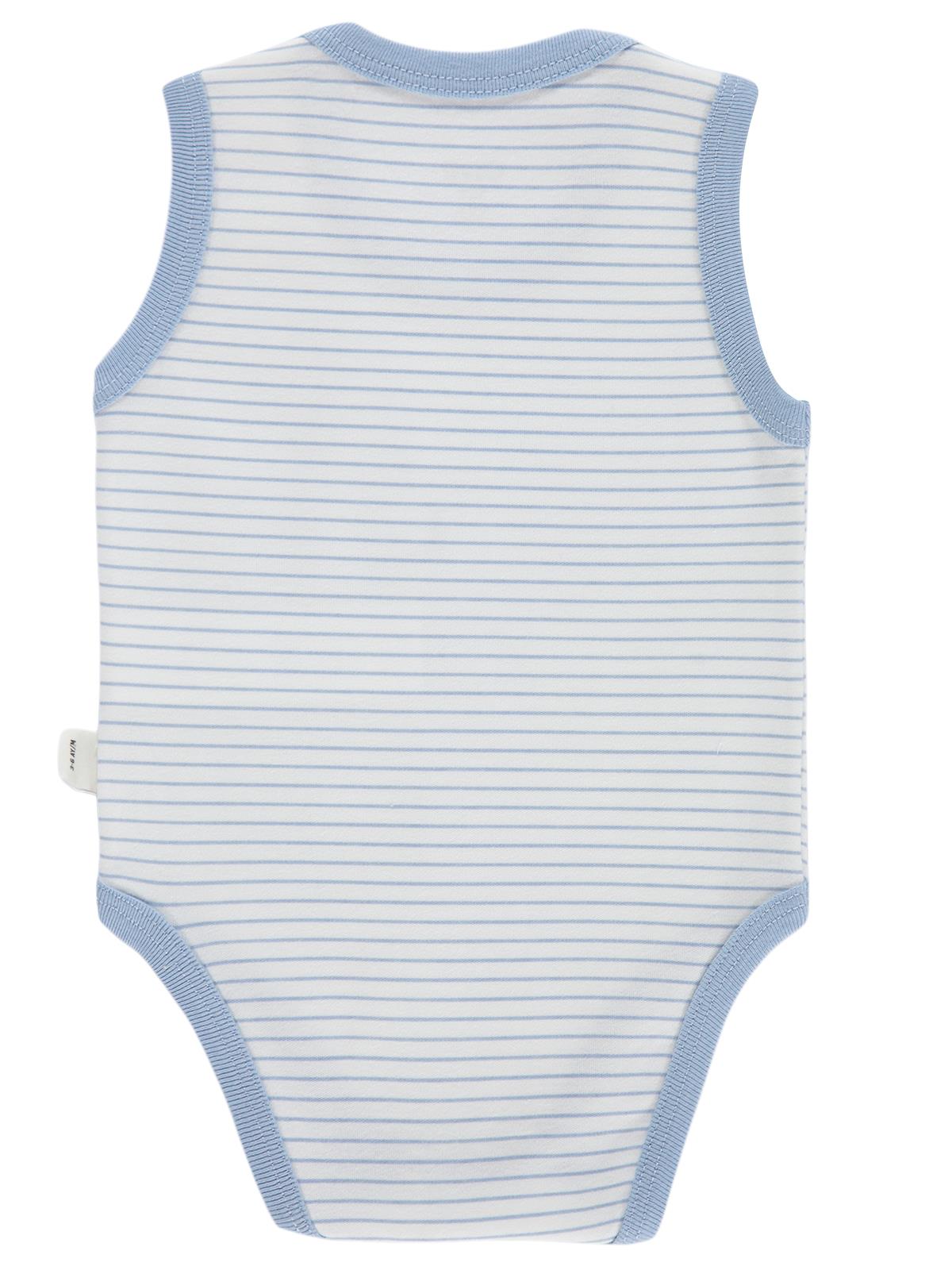 Civil Baby Çizgili 3-36 Ay Çıtçıtlı Badi - Mavi