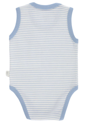 Civil Baby Çizgili 3-36 Ay Çıtçıtlı Badi - Mavi
