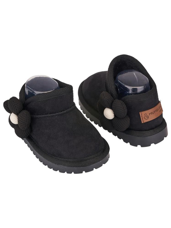 Mumenim Baby Minto Çiçekli 21-25 Numara Bot - Siyah