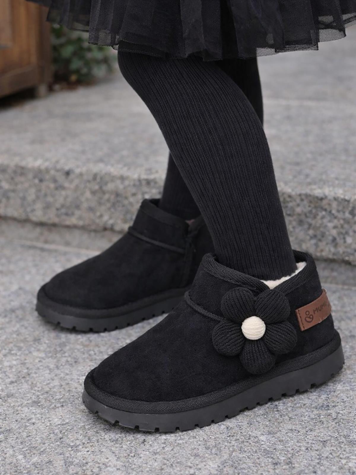 Mumenim Baby Minto Çiçekli 26-30 Numara Bot - Siyah