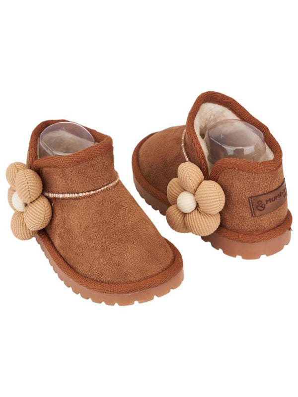 Mumenim Baby Minto Çiçekli 21-25 Numara Bot - Kahverengi