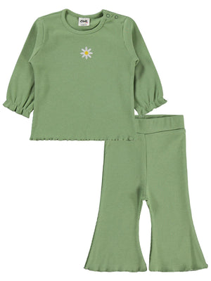 Civil Baby Papatya Nakışlı 6-18 Ay Takım - Yeşil