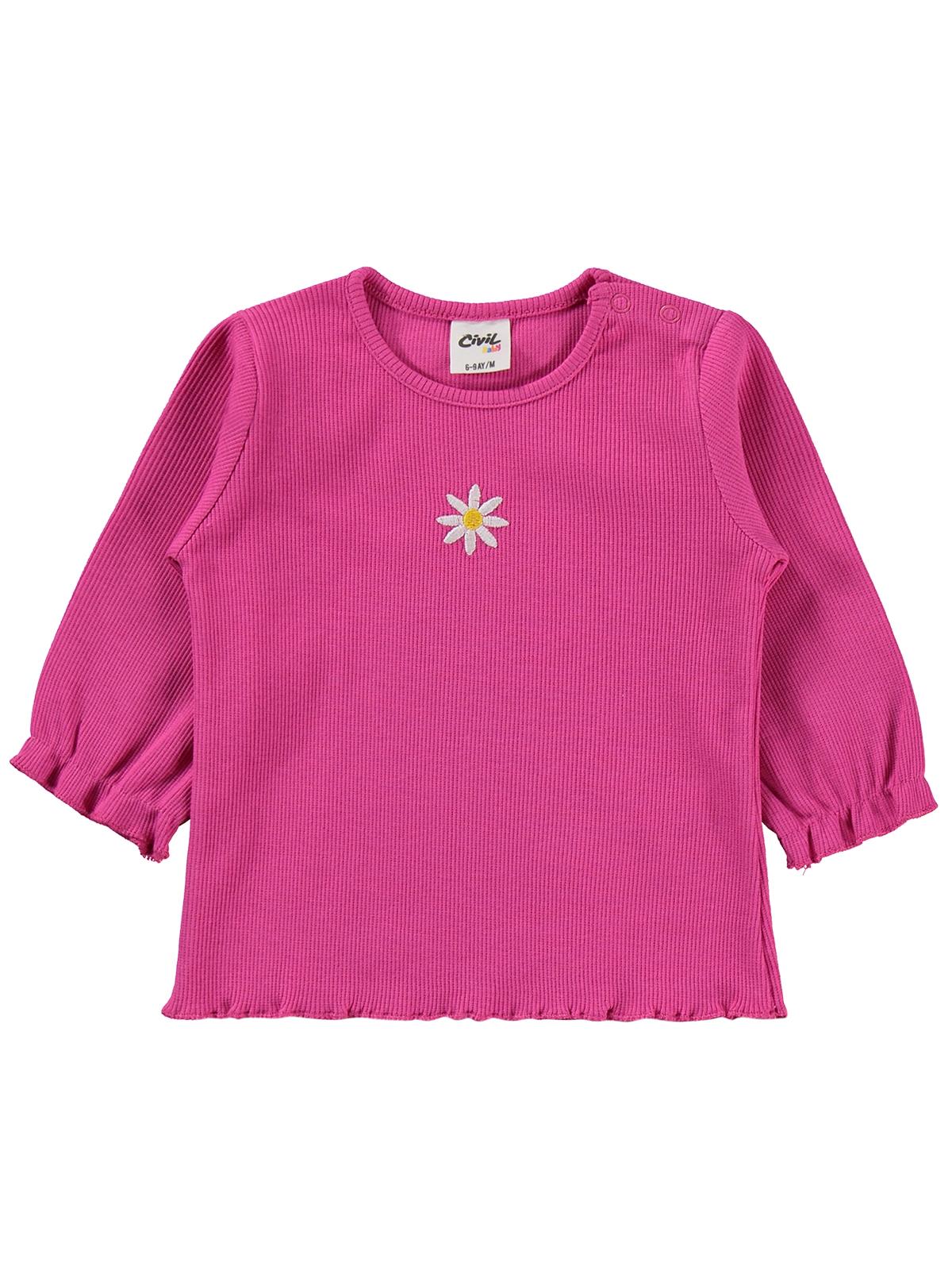 Civil Baby Papatya Nakışlı 6-18 Ay Takım - Fusya