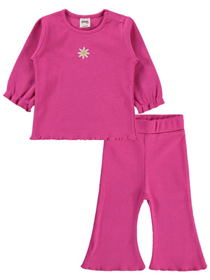 Civil Baby Papatya Nakışlı 6-18 Ay Takım - Fusya