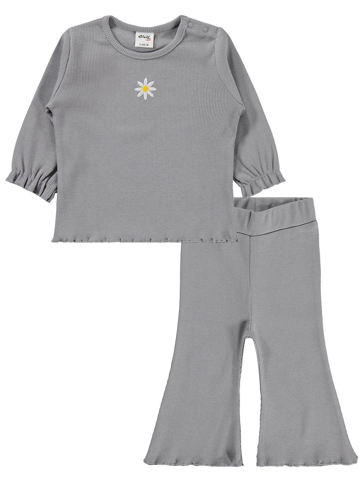 Civil Baby Papatya Nakışlı 6-18 Ay Takım - Gri