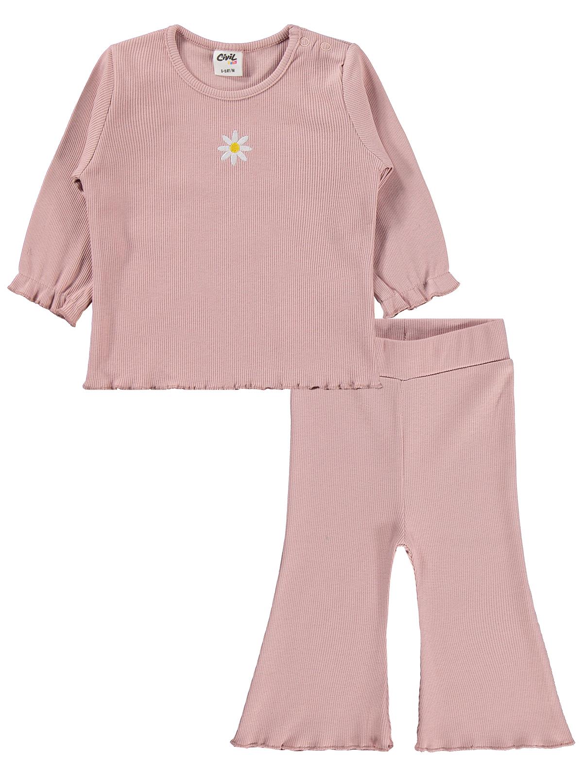 Civil Baby Papatya Nakışlı 6-18 Ay Takım - Pudra