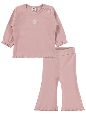 Civil Baby Papatya Nakışlı 6-18 Ay Takım - Pudra