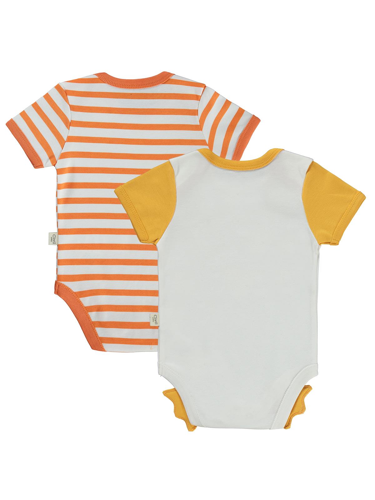 Civil Baby Ördek Baskılı 2'li Set 3-18 Ay Çıtçıtlı Badi - Turuncu