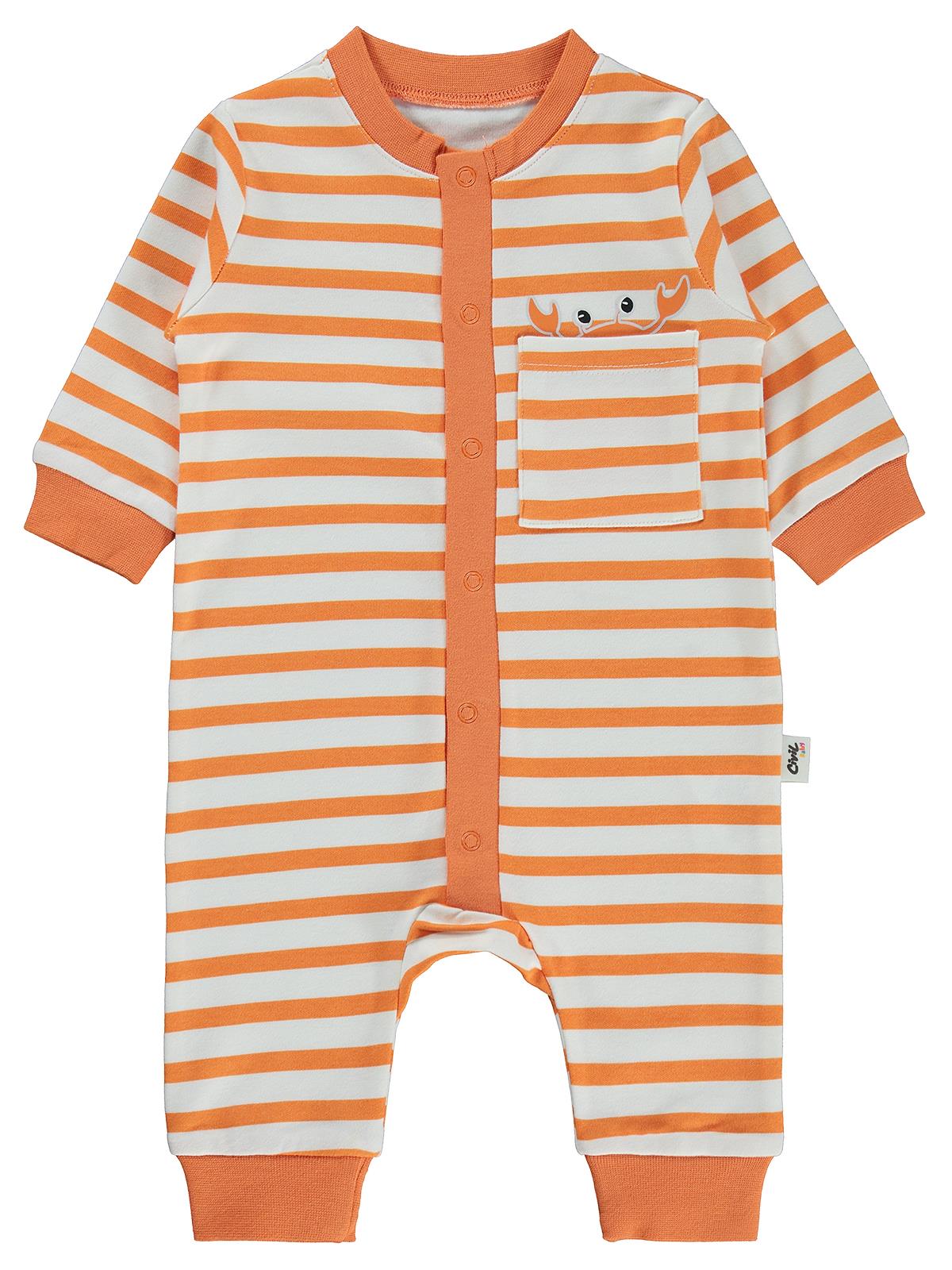 Civil Baby Yengeç Baskılı 1-9 Ay Tulum - Turuncu