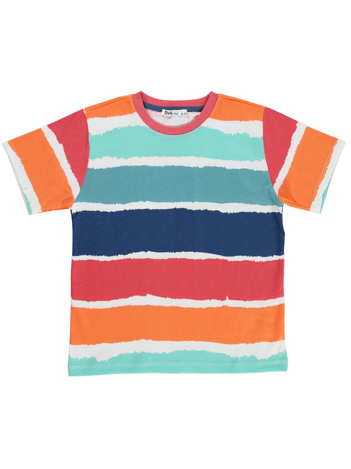 Civil Boys Renkli Dalga 6-9 Yaş Tişört - Kırık Beyaz