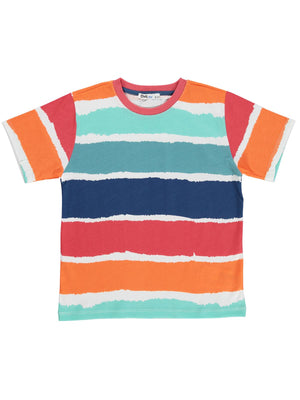 Civil Boys Renkli Dalga 6-9 Yaş Tişört - Kırık Beyaz