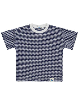 Civil Boys Yatay Dalgalı Çizgili 2-5 Yaş Tişört - Lacivert