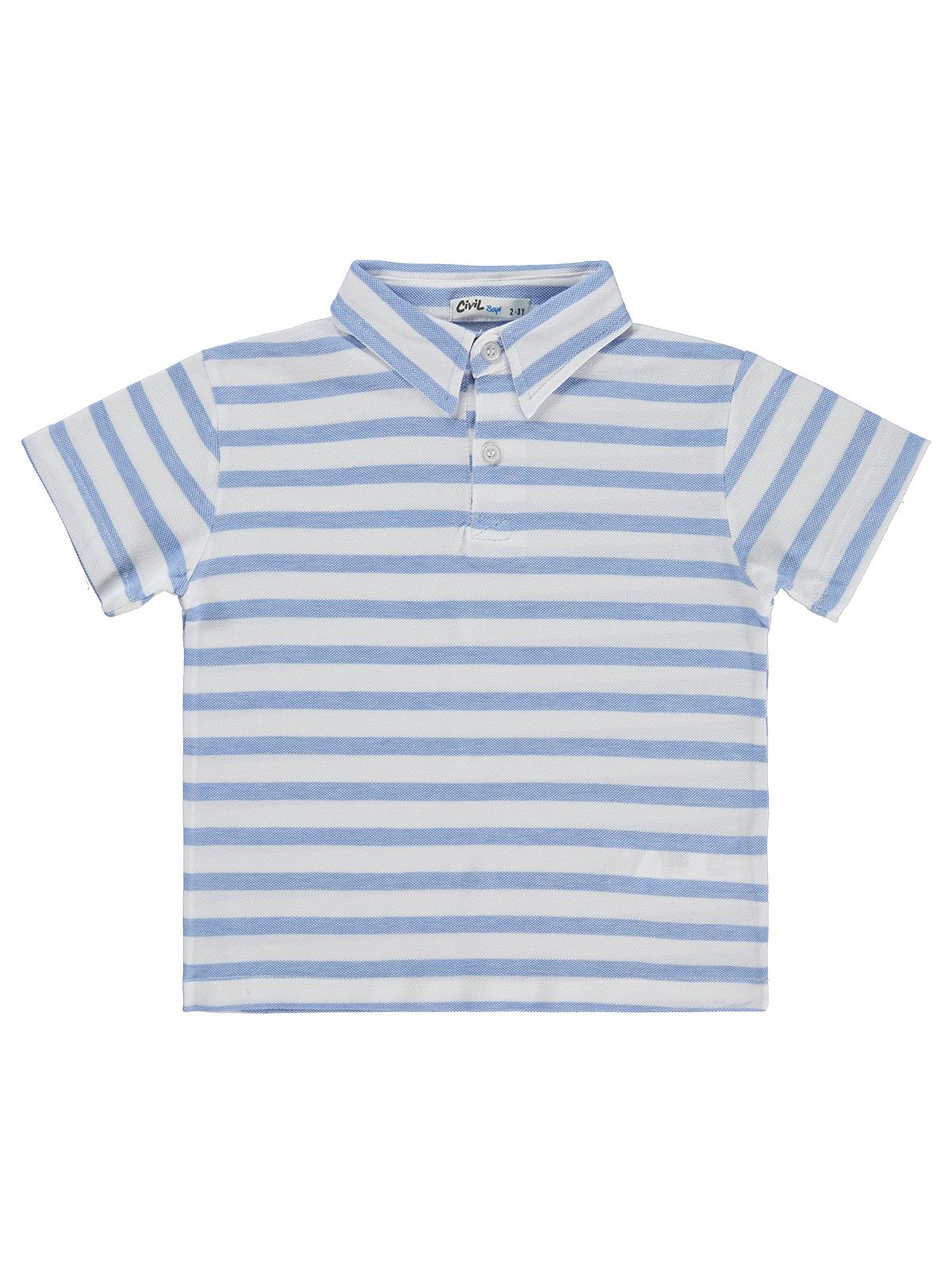Civil Boys Çizgili Polo Yaka 2-5 Yaş Tişört - Mavi