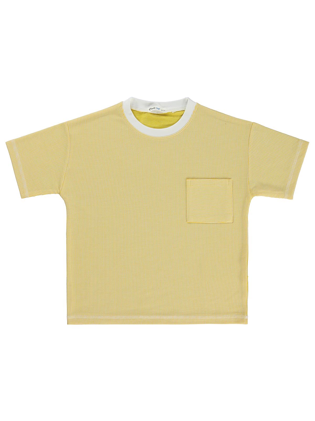 Civil Boys Karyoka Dikişli Cepli 6-9 Yaş Tişört - Sarı