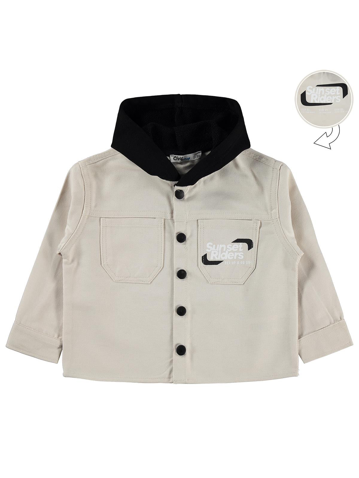 Civil Boys Çift Cepli Kapşonlu 2-5 Yaş Gömlek - Koyu Taş Rengi