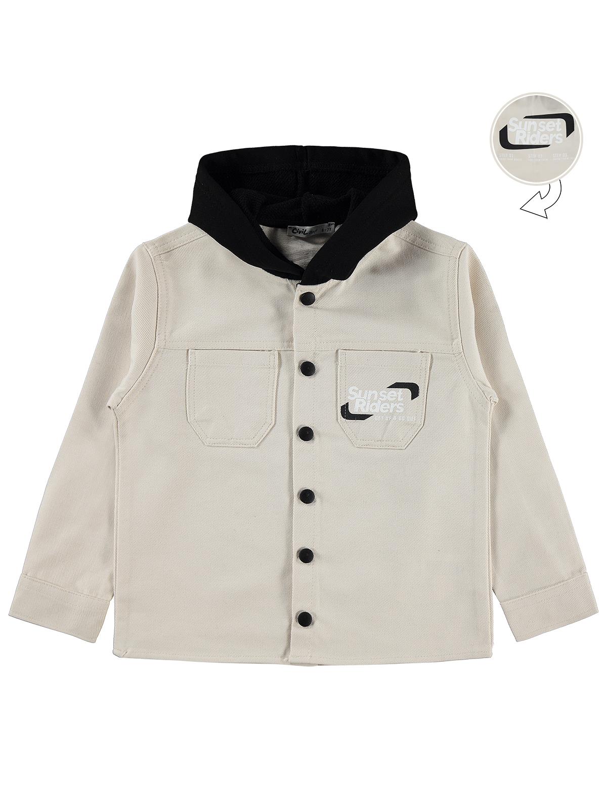 Civil Boys Çift Cepli Kapşonlu 6-9 Yaş Gömlek - Koyu Taş Rengi