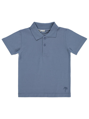 Civil Boys Erkek Çocuk Palmiye Nakışlı Polo Yaka 2-5 Yaş Tişört - Mavi