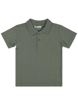 Civil Boys Erkek Çocuk Palmiye Nakışlı Polo Yaka 2-5 Yaş Tişört - Haki