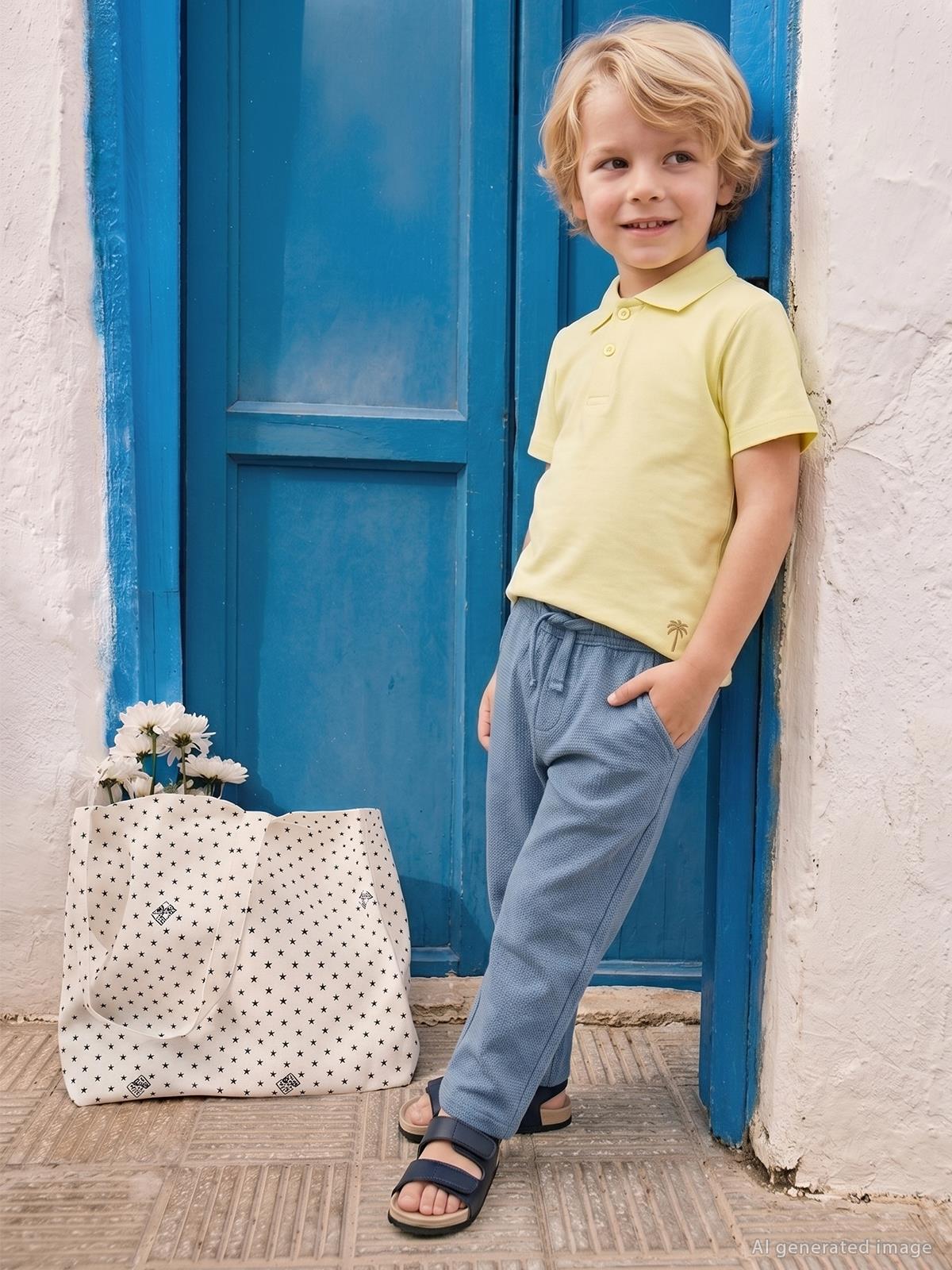 Civil Boys Erkek Çocuk Palmiye Nakışlı Polo Yaka 2-5 Yaş Tişört - Sarı