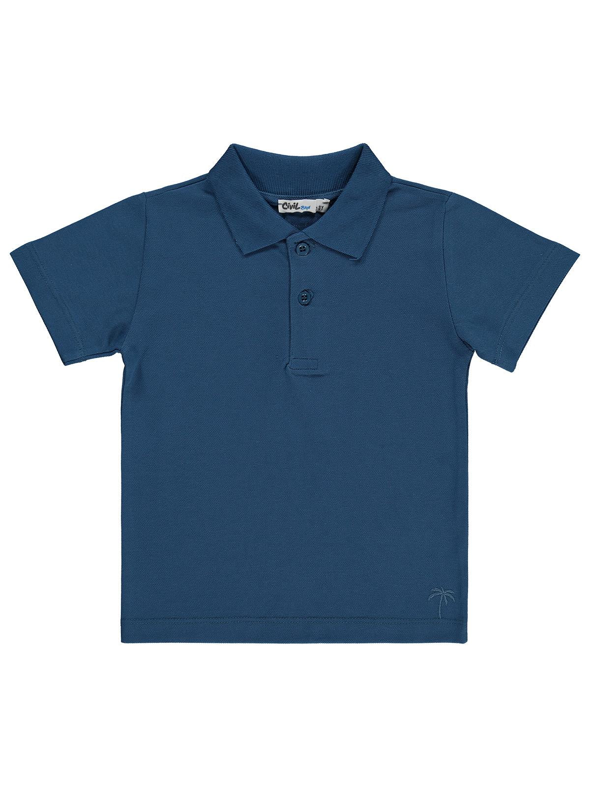 Civil Boys Erkek Çocuk Palmiye Nakışlı Polo Yaka 2-5 Yaş Tişört - Yeşil