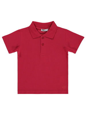Civil Boys Erkek Çocuk Palmiye Nakışlı Polo Yaka 2-5 Yaş Tişört - Kırmızı