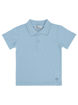 Civil Boys Erkek Çocuk Palmiye Nakışlı Polo Yaka 2-5 Yaş Tişört - Mavi