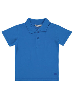 Civil Boys Erkek Çocuk Palmiye Nakışlı Polo Yaka 2-5 Yaş Tişört - Mavi