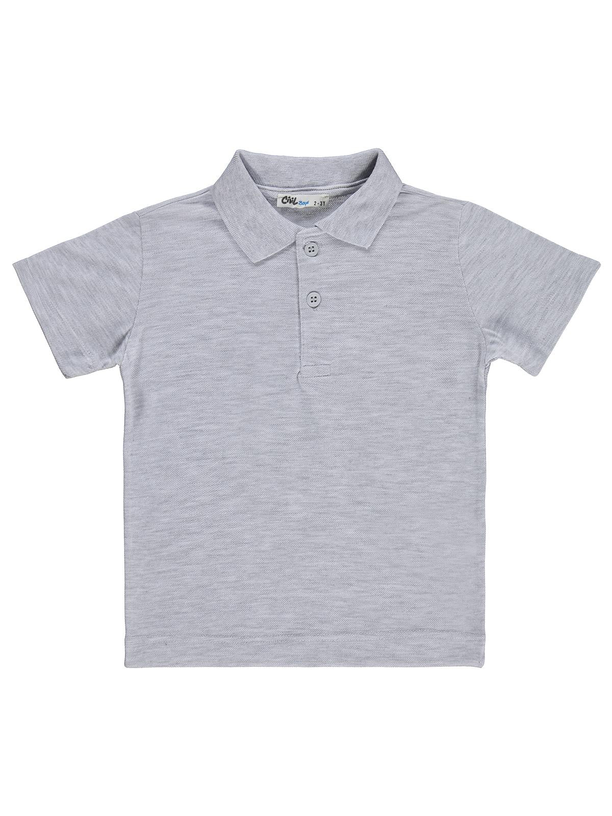 Civil Boys Erkek Çocuk Palmiye Nakışlı Polo Yaka 2-5 Yaş Tişört - Gri