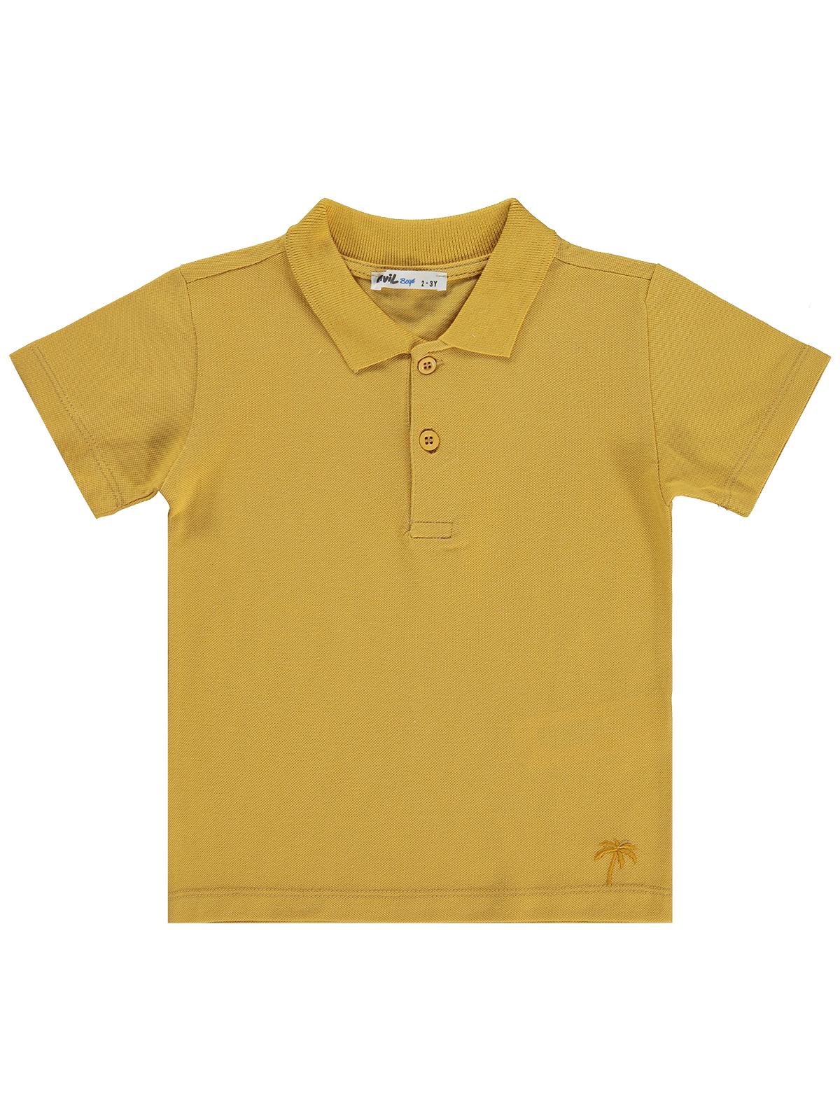 Civil Boys Erkek Çocuk Palmiye Nakışlı Polo Yaka 2-5 Yaş Tişört - Hardal