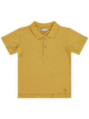 Civil Boys Erkek Çocuk Palmiye Nakışlı Polo Yaka 2-5 Yaş Tişört - Hardal