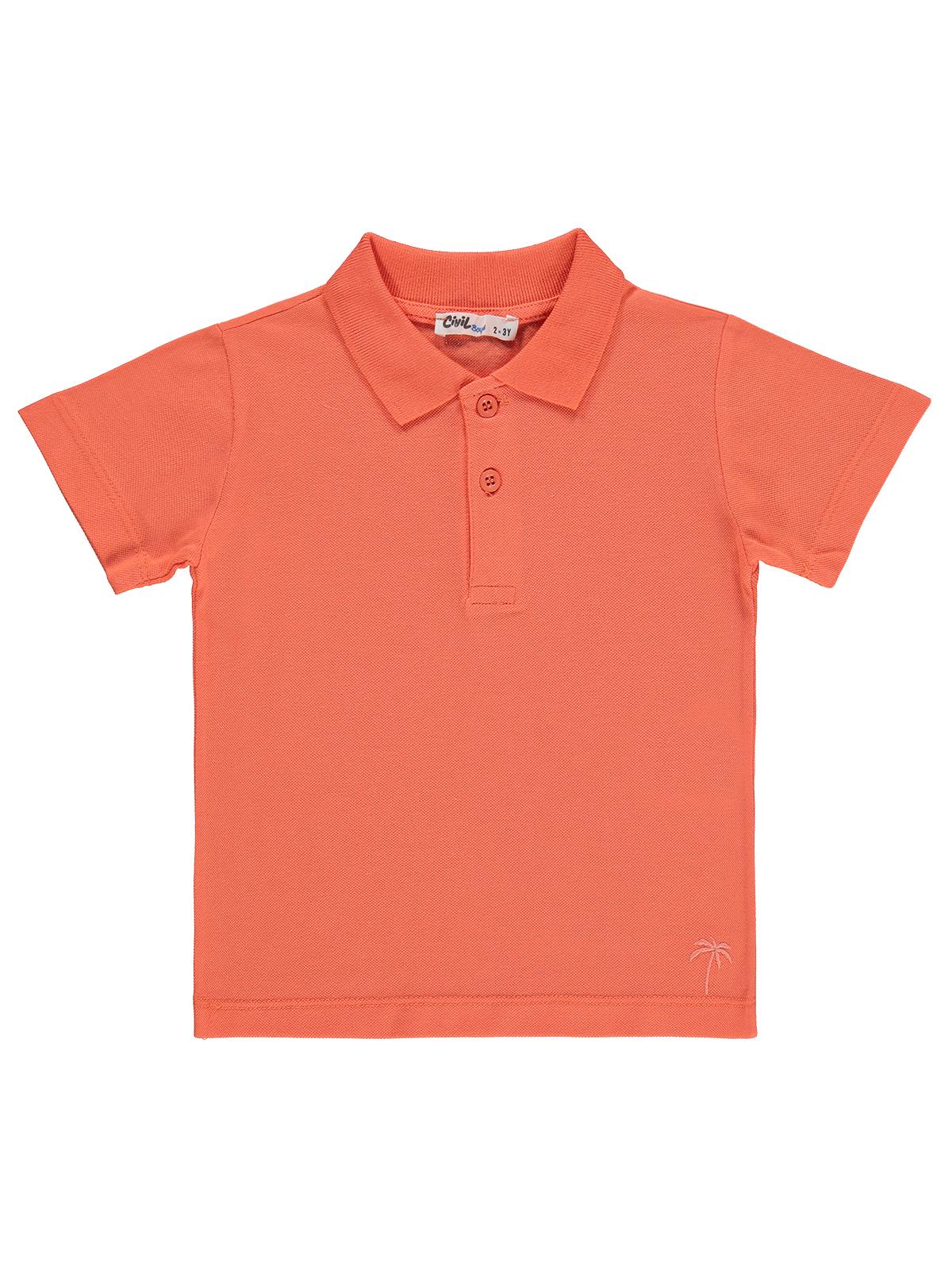 Civil Boys Erkek Çocuk Palmiye Nakışlı Polo Yaka 2-5 Yaş Tişört - Pembe