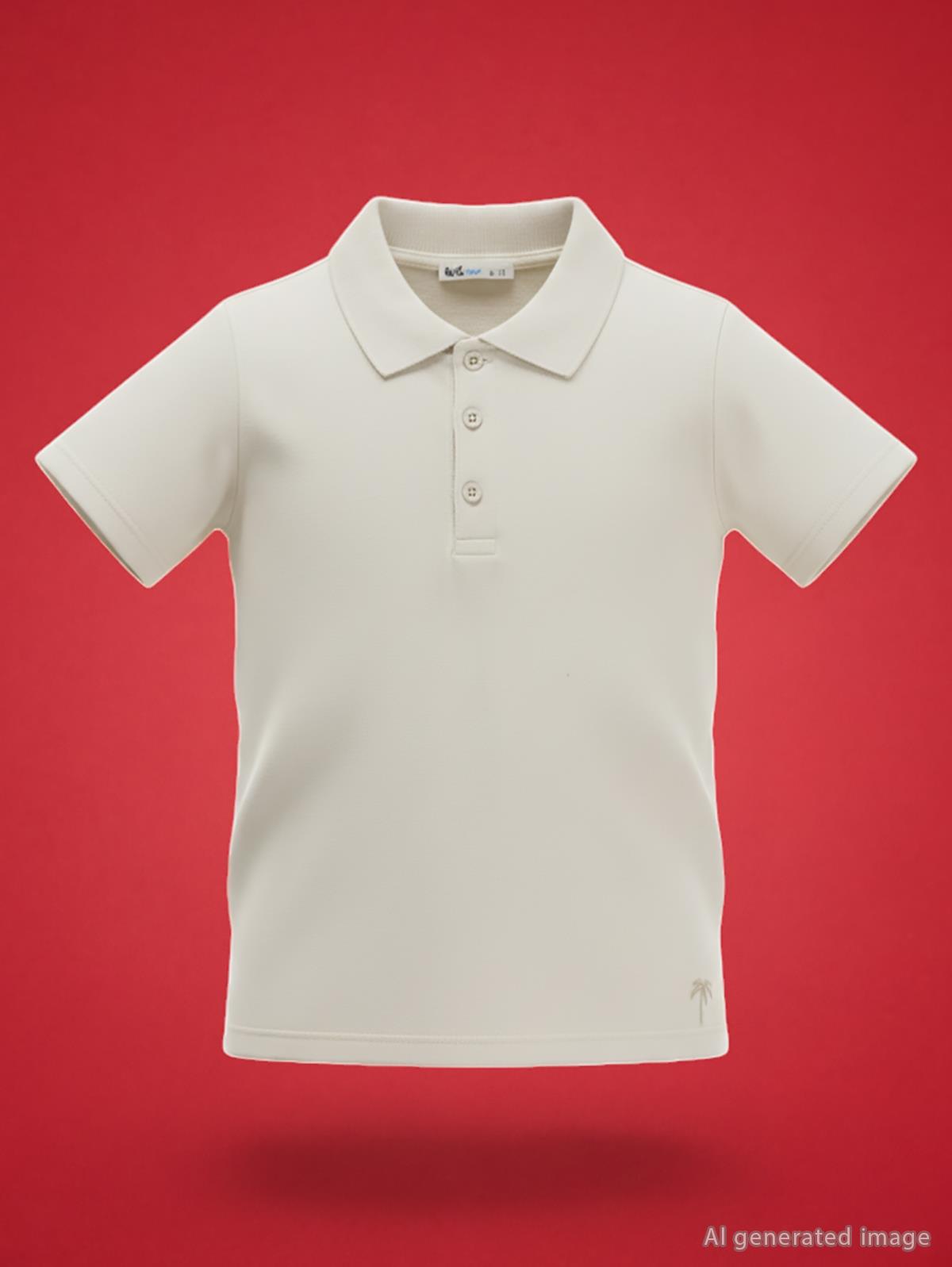 Civil Boys Erkek Çocuk Palmiye Nakışlı Polo Yaka 6-9 Yaş Tişört - Bej