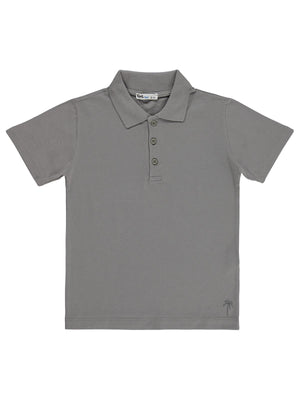 Civil Boys Erkek Çocuk Palmiye Nakışlı Polo Yaka 6-9 Yaş Tişört - Gri