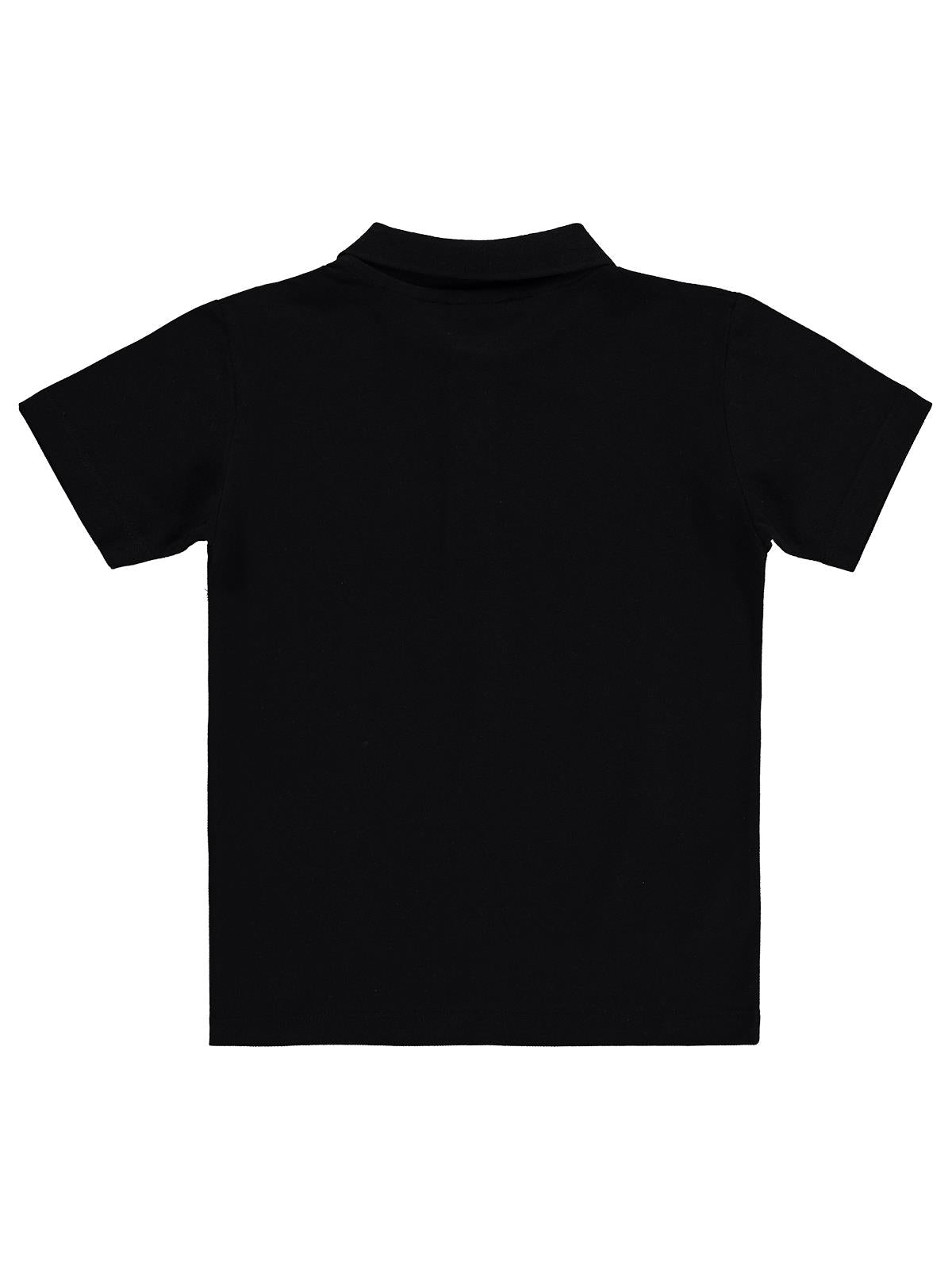 Civil Boys Erkek Çocuk Palmiye Nakışlı Polo Yaka 6-9 Yaş Tişört - Siyah