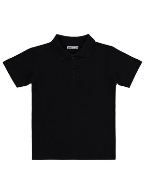 Civil Boys Palmiye Nakışlı Polo Yaka 10-13 Yaş Tişört - Siyah